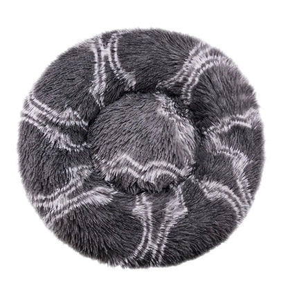 Round Plush Dog & Cat Bed – Winter Warm