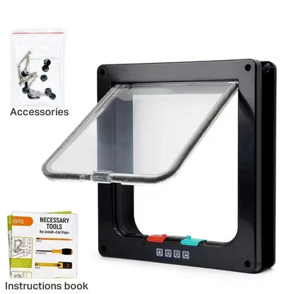 Magnetic Cat Flap Door – 4-Way Lock Safety Gate for Cats & Kittens