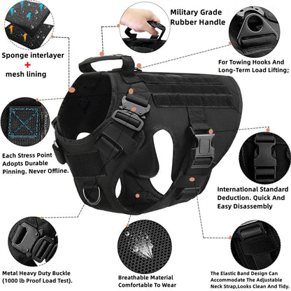Tactical Dog Harness & Leash – Large Breeds