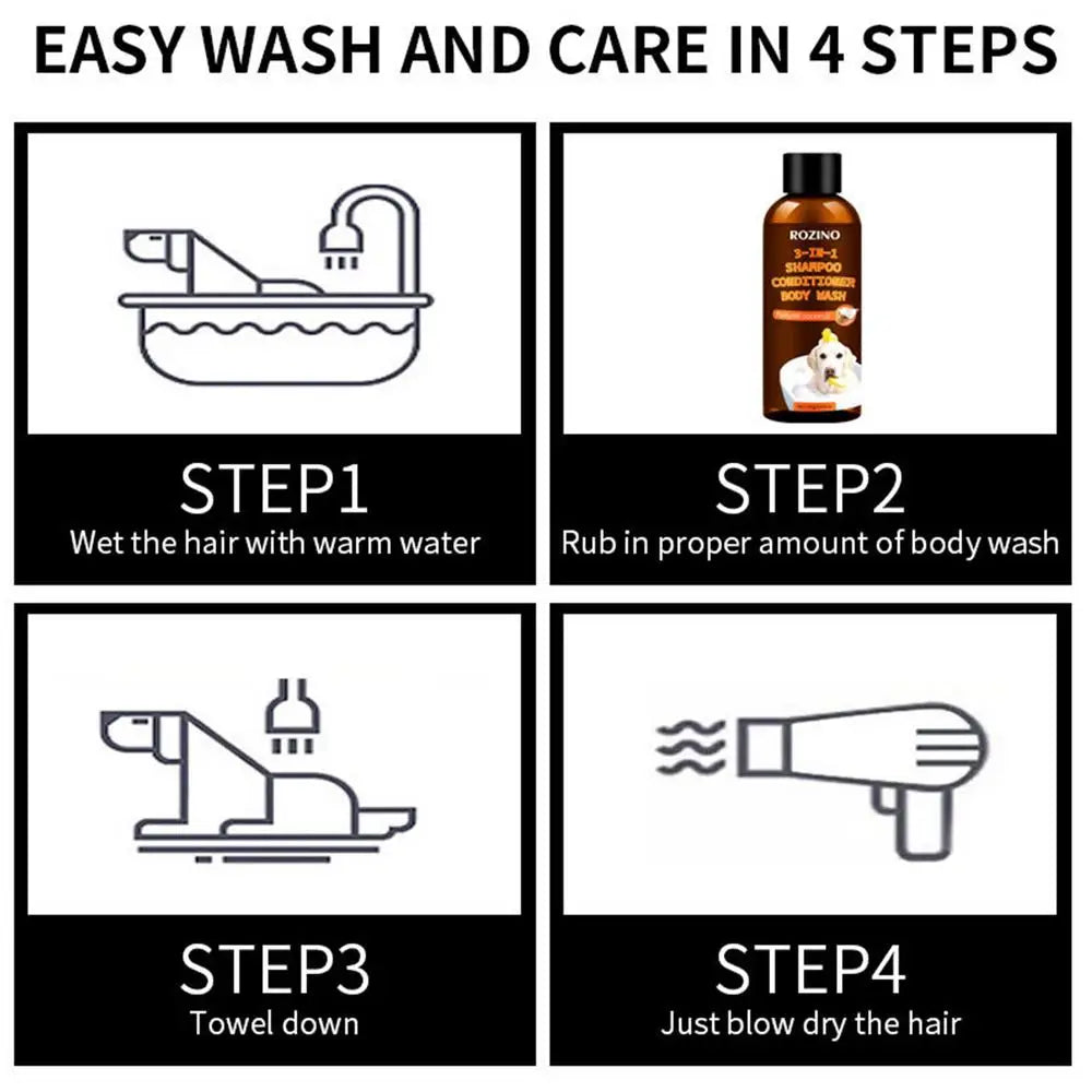 3-in-1 Dog Shampoo & Conditioner – Organic Coconut Odor Eliminator