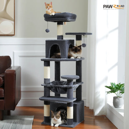 Large Cat Tree & Tower – Multi-Level with Hammock, Condos & Scratching Posts