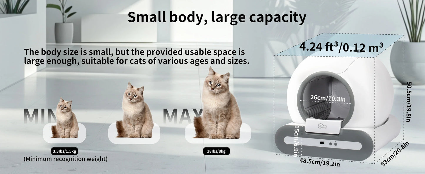 Smart Automatic Cat Litter Box w/ App