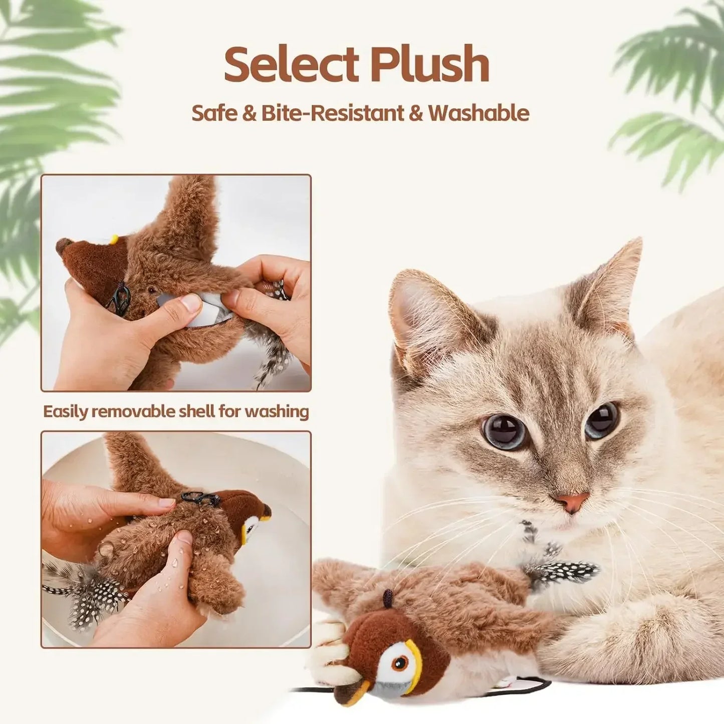 Rechargeable Flying Bird Cat Toy – Plush Catnip