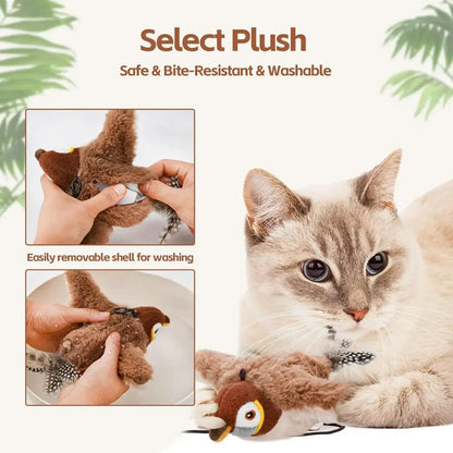 Rechargeable Flying Bird Cat Toy – Plush Catnip