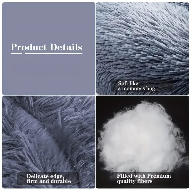 Round Plush Dog & Cat Bed – Winter Warm