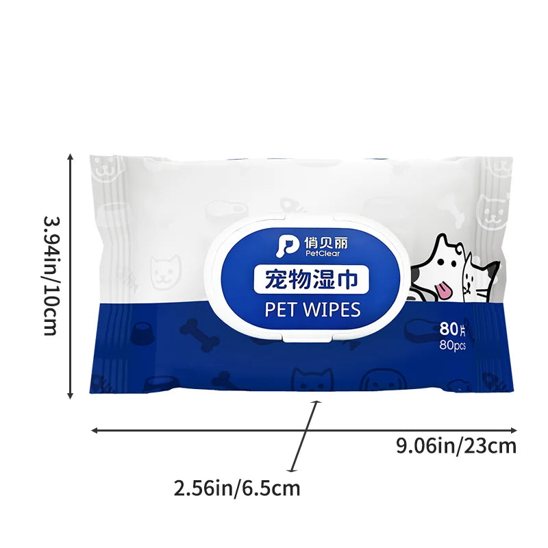 Wash-Free Pet Bath Gloves – 80pcs Disposable