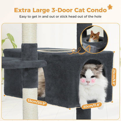 Large Cat Tree & Tower – Multi-Level with Hammock, Condos & Scratching Posts