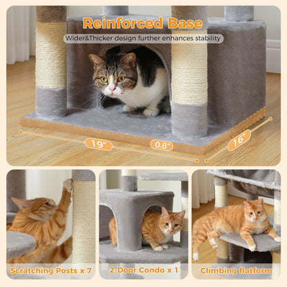Large Cat Tree & Tower – Multi-Level with Hammock, Condos & Scratching Posts