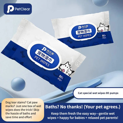 Wash-Free Pet Bath Gloves – 80pcs Disposable