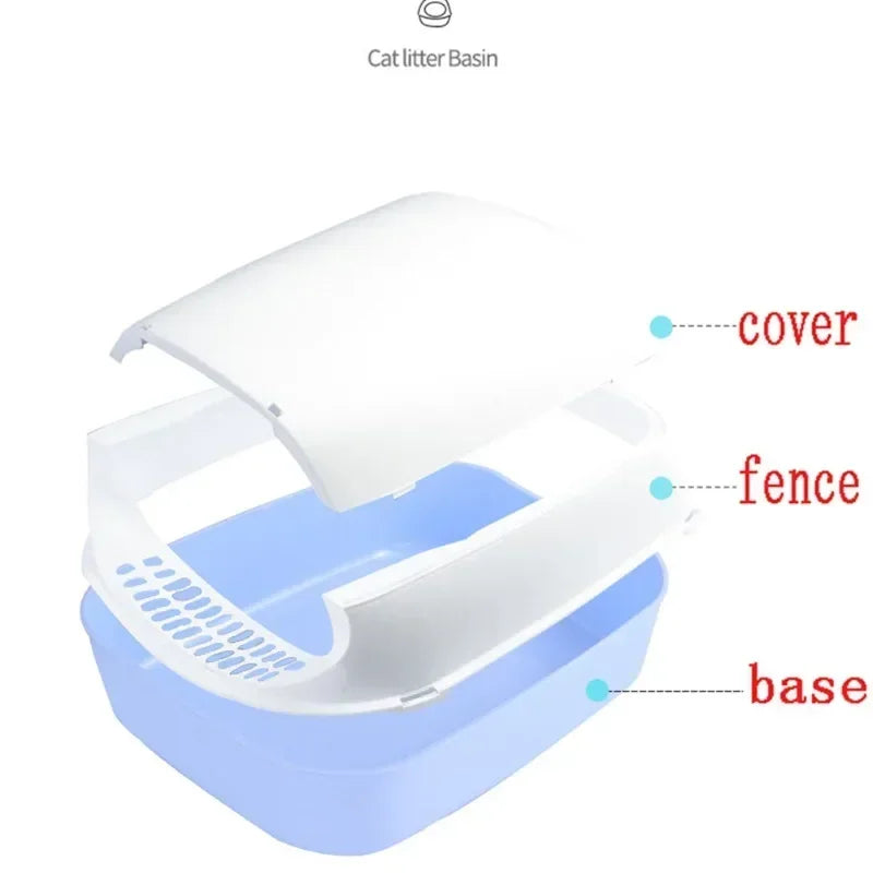 Cat Litter Box – Semi-Enclosed Splashproof Cat Toilet Tray