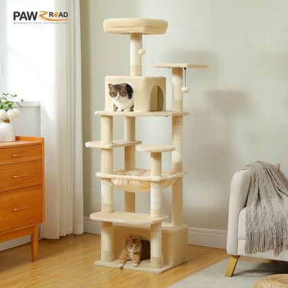 Large Cat Tree & Tower – Multi-Level with Hammock, Condos & Scratching Posts