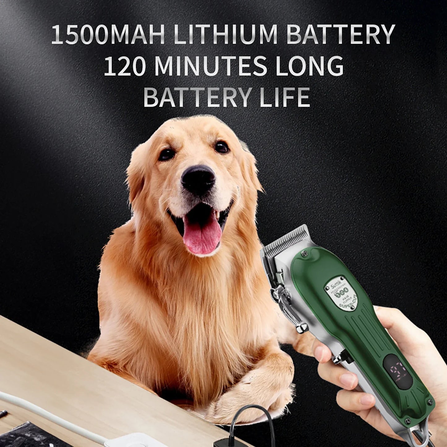 Professional Dog Hair Clipper – All-Metal Rechargeable Low-Noise Trimmer