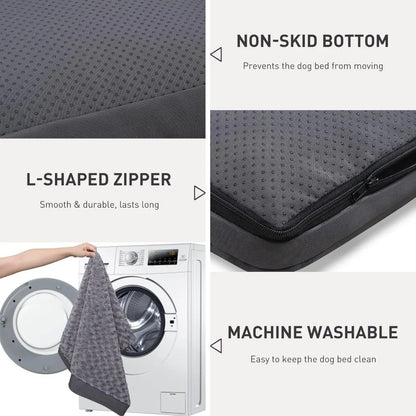 Jumbo Waterproof Dog Bed – Extra Large Washable Pet Bed with Removable Cover (47×29)