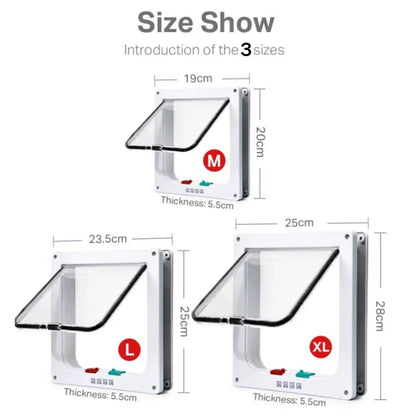 Magnetic Cat Flap Door – 4-Way Lock Safety Gate for Cats & Kittens