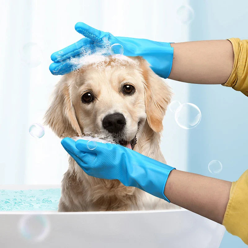 Pet Grooming Silicone Gloves – Hair Removal
