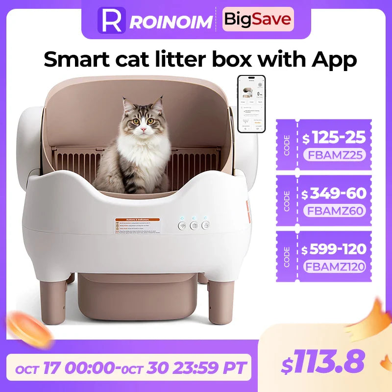 Self-Cleaning Automatic Cat Litter Box – APP Control & Odor-Free Bin