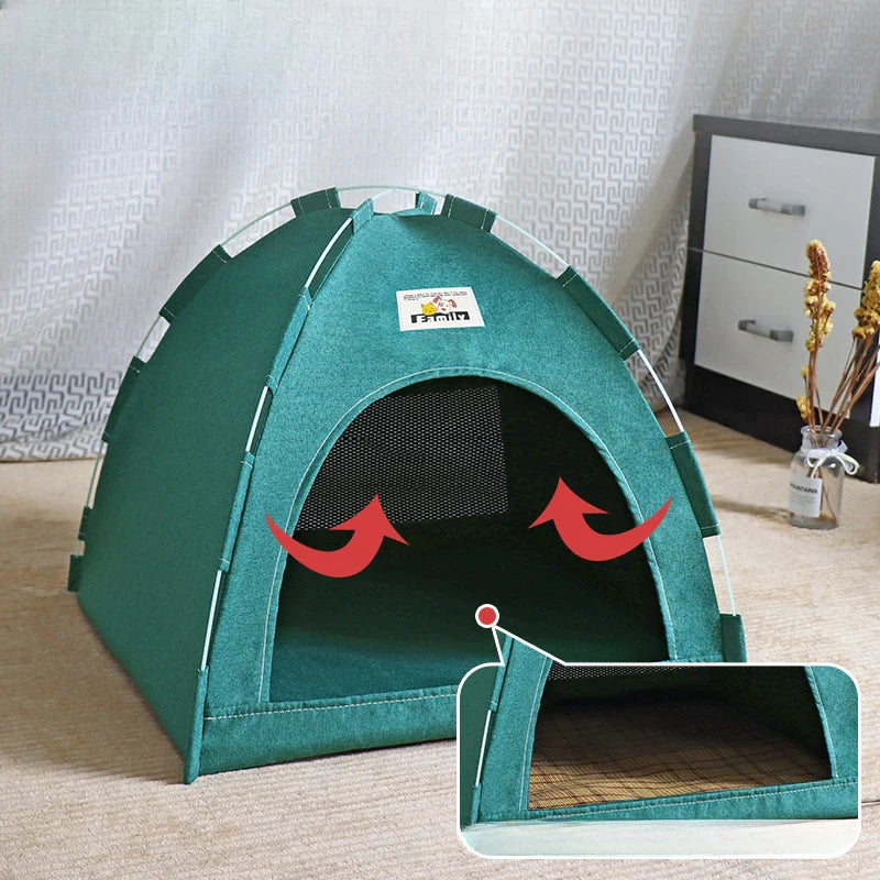 Foldable Cat & Dog Tent House – Breathable Outdoor Portable Pet Bed