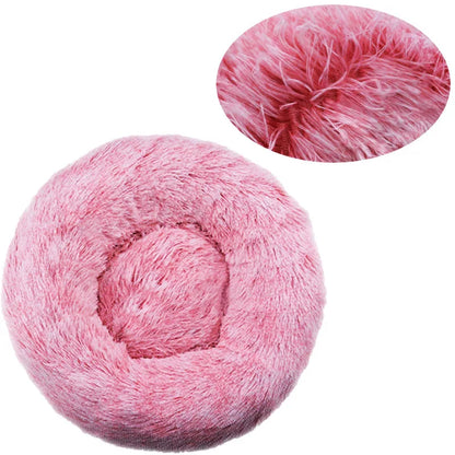 Round Plush Dog & Cat Bed – Winter Warm