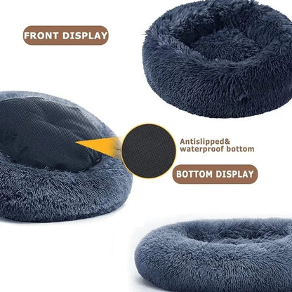 Round Plush Dog & Cat Bed – Winter Warm