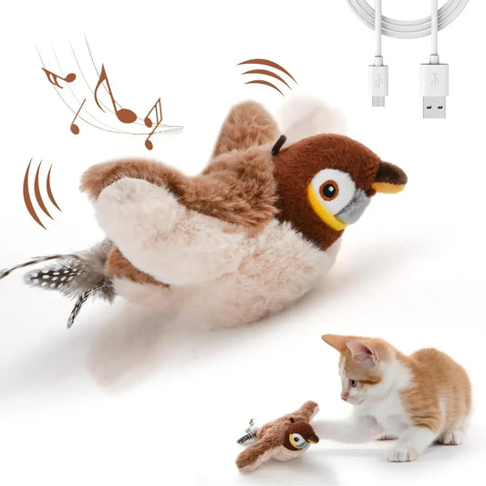Rechargeable Flying Bird Cat Toy – Plush Catnip