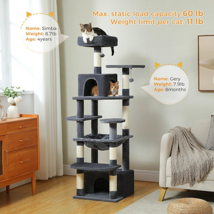 Large Cat Tree & Tower – Multi-Level with Hammock, Condos & Scratching Posts