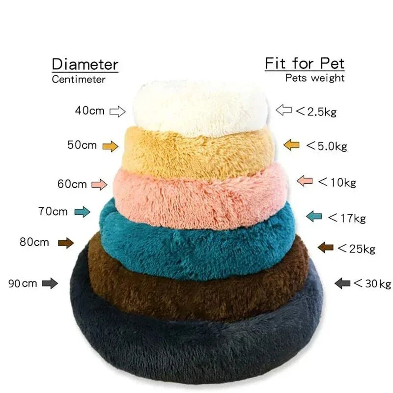 Round Plush Dog & Cat Bed – Winter Warm