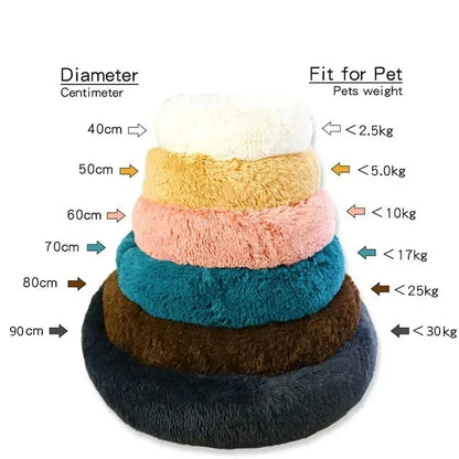 Round Plush Dog & Cat Bed – Winter Warm