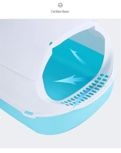 Cat Litter Box – Semi-Enclosed Splashproof Cat Toilet Tray