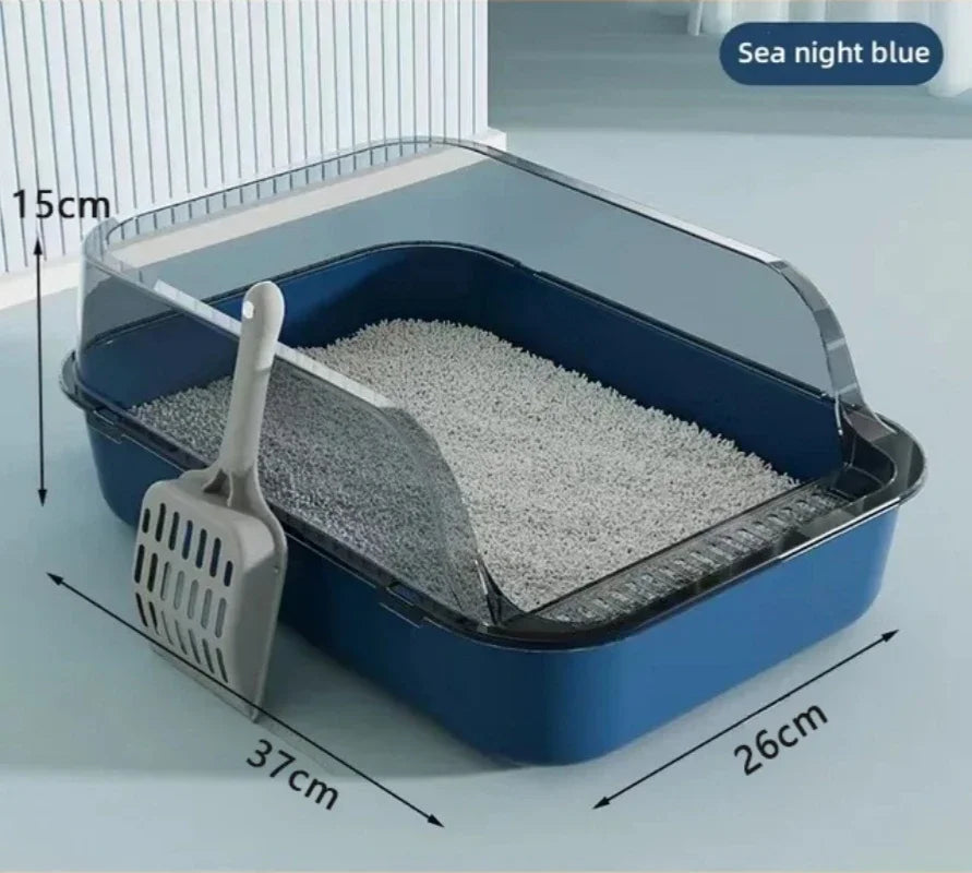 Cat Litter Box – Semi-Enclosed Splashproof Cat Toilet Tray