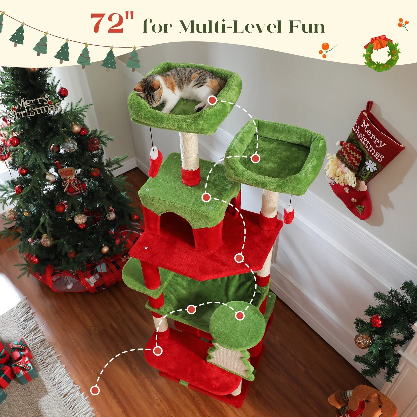 Large Cat Tree & Tower – Multi-Level with Hammock, Condos & Scratching Posts