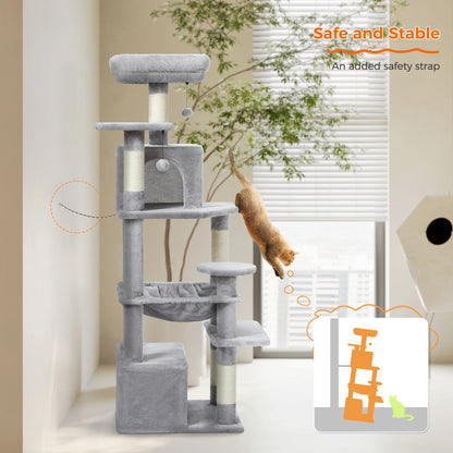 Large Cat Tree & Tower – Multi-Level with Hammock, Condos & Scratching Posts