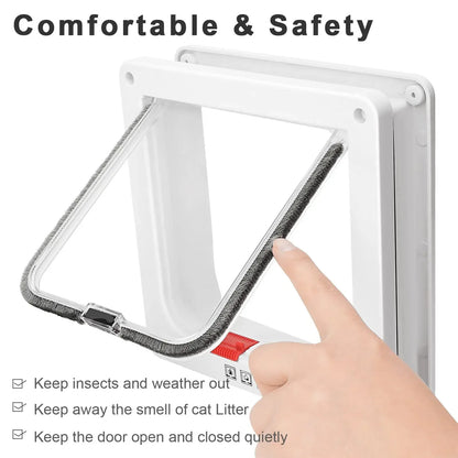 Magnetic Cat Flap Door – 4-Way Lock Safety Gate for Cats & Kittens