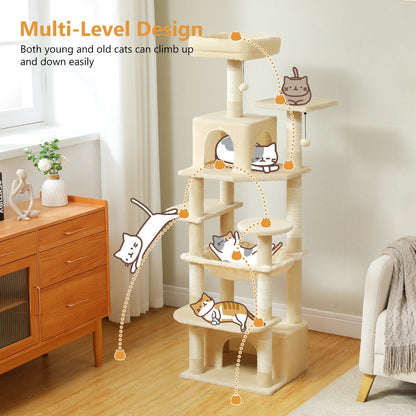 Large Cat Tree & Tower – Multi-Level with Hammock, Condos & Scratching Posts