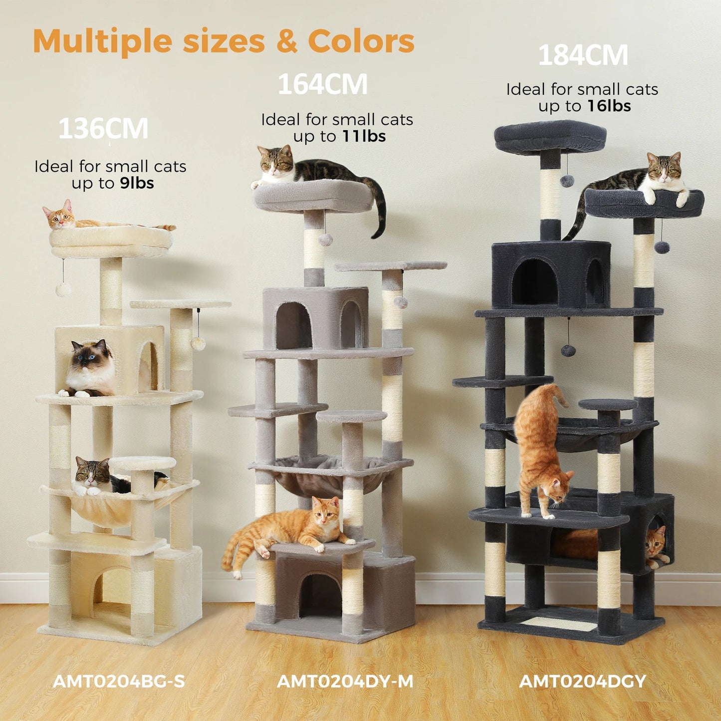 Large Cat Tree & Tower – Multi-Level with Hammock, Condos & Scratching Posts