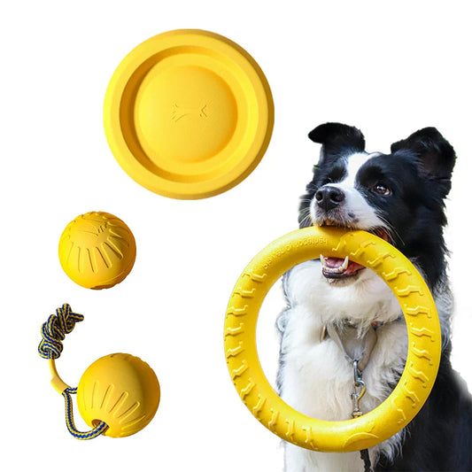 EVA Dog Toy Set (4-Pack) – Flying Disc, Ball & Tug Rope Chew Toys