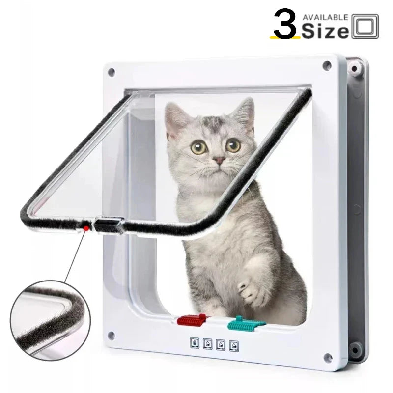 Magnetic Cat Flap Door – 4-Way Lock Safety Gate for Cats & Kittens