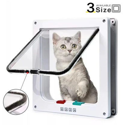 Magnetic Cat Flap Door – 4-Way Lock Safety Gate for Cats & Kittens