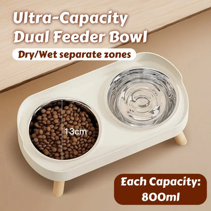 Elevated Dual Pet Feeder w/ Neck Support