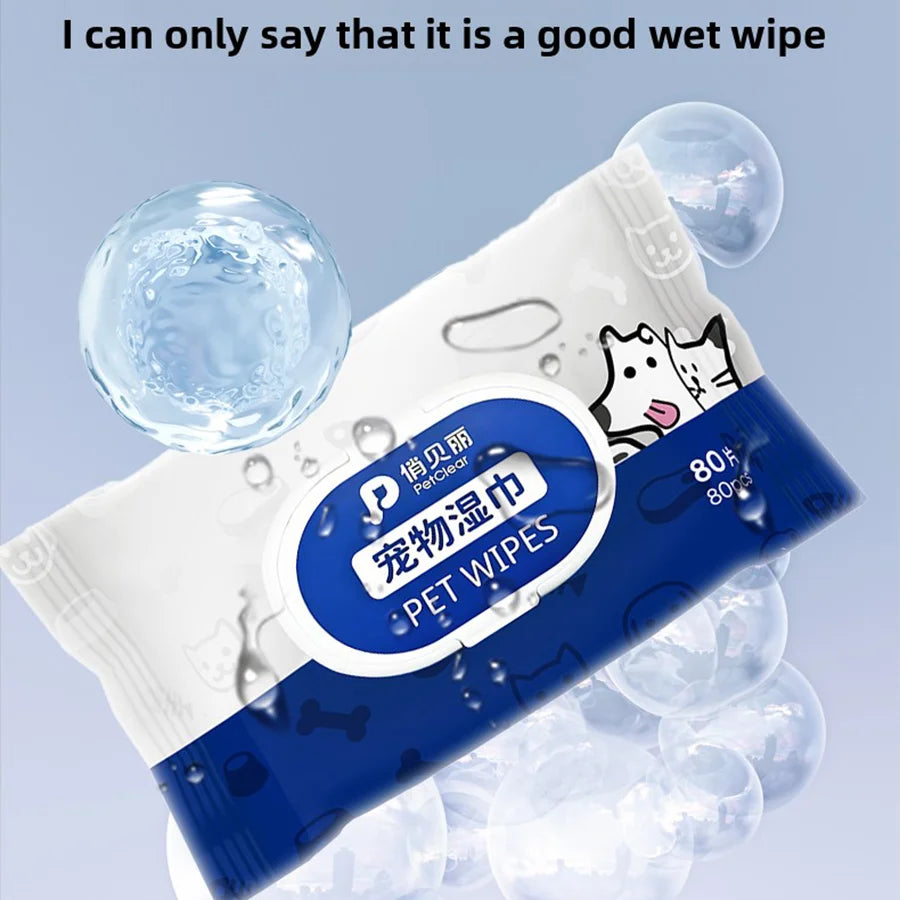 Wash-Free Pet Bath Gloves – 80pcs Disposable
