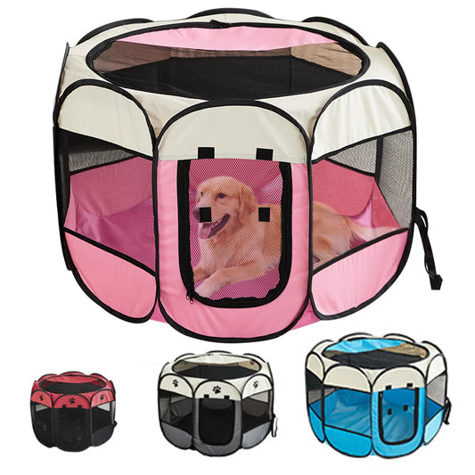 Foldable Pet Tent Fence – Portable Outdoor Dog & Cat Playpen